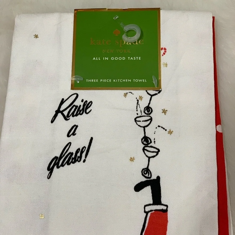 Kate Spade Cotton 3 Piece Kitchen X-Mas Towel Set